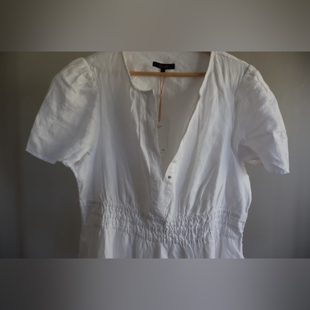NWT Quince White Tiered Short-Sleeve Maxi Dress Size Large - Picture 4 of 5
